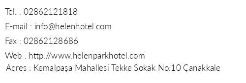 Hotel Helen Park telefon numaralar, faks, e-mail, posta adresi ve iletiim bilgileri